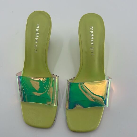Madden Girl Rayne Wedge Sandal Lime Green Iridescent - Picture 3 of 8